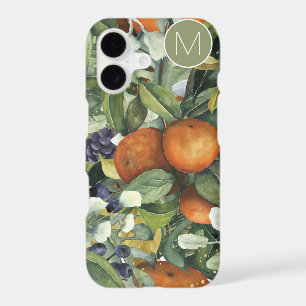 Monogram With Orange Grapes & Foliage Design