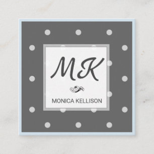 Monogram with Polka Dots Square Business Card