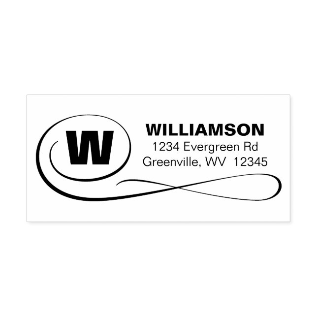 Monogram with simply Flourish Return Address Self-inking Stamp (Design)