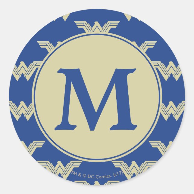 Monogram Wonder Woman Logo Pattern Classic Round Sticker (Front)