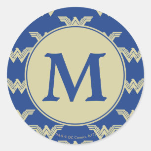 Monogram Wonder Woman Logo Pattern Classic Round Sticker