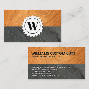 Monogram Wood and Slate Table Saw Business Card