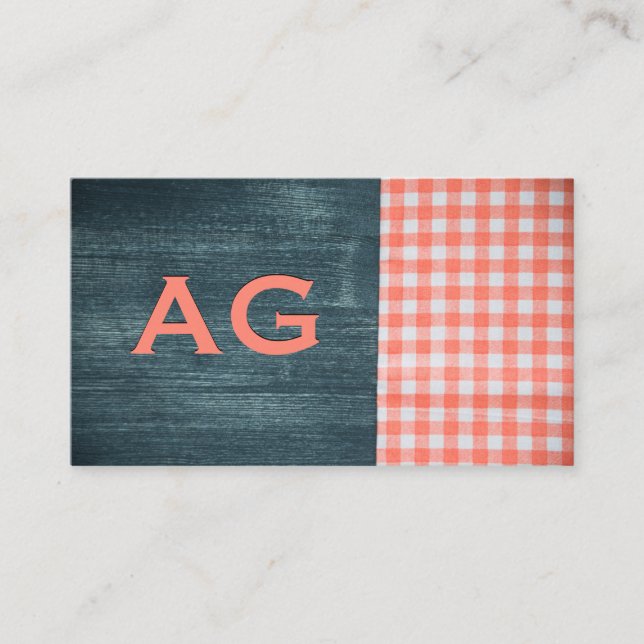 Monogram | Wood Grain | Table Cloth Business Card (Front)