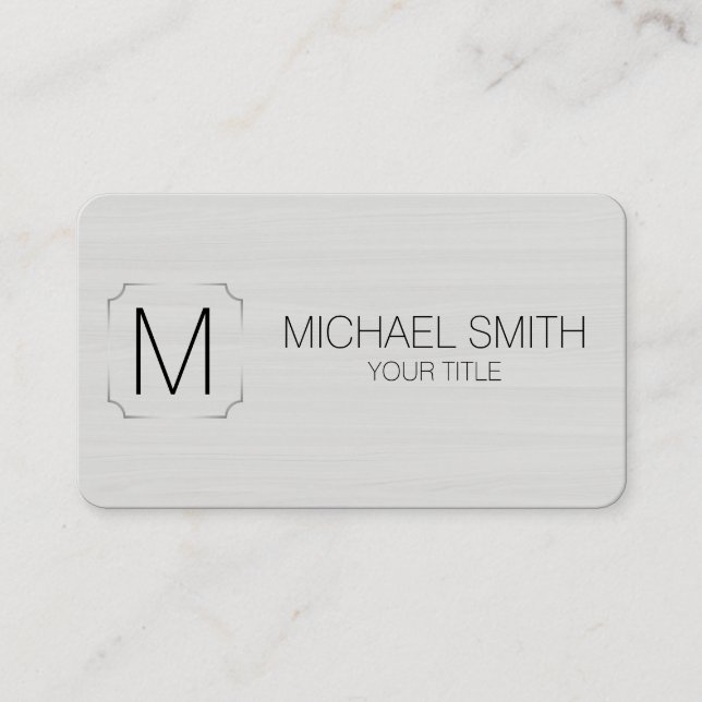 Monogram Wood Grain Texture Business Card (Front)