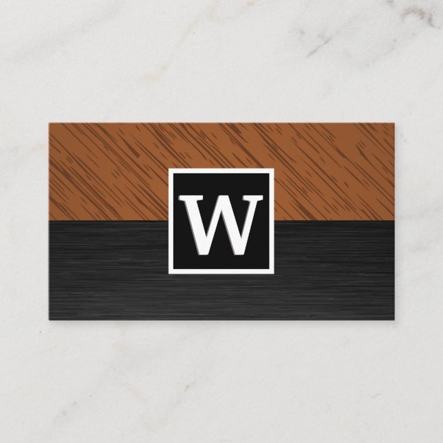 Monogram | Wood Metallic Texture Business Card (Front)
