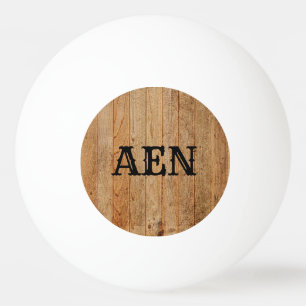 Monogram Wood Rustic Country Brown Black  Ping Pong Ball