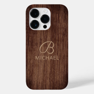 Monogram Wood Rustic Timber Personalised Name Case-Mate iPhone 14 Pro Case