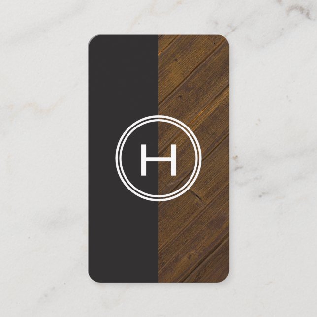 Monogram Wood Two Tone III Business Card (Front)
