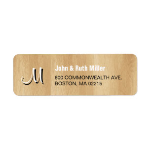 Monogram Wooden Return Address 1 Label