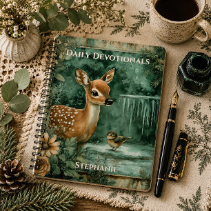 Monogram Woodland Deer Daily Devotionals    Notebook