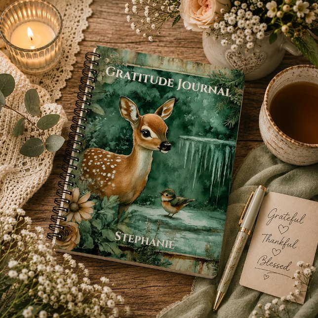 Monogram Woodland Deer Gratitude Journal |  (Creator Uploaded)