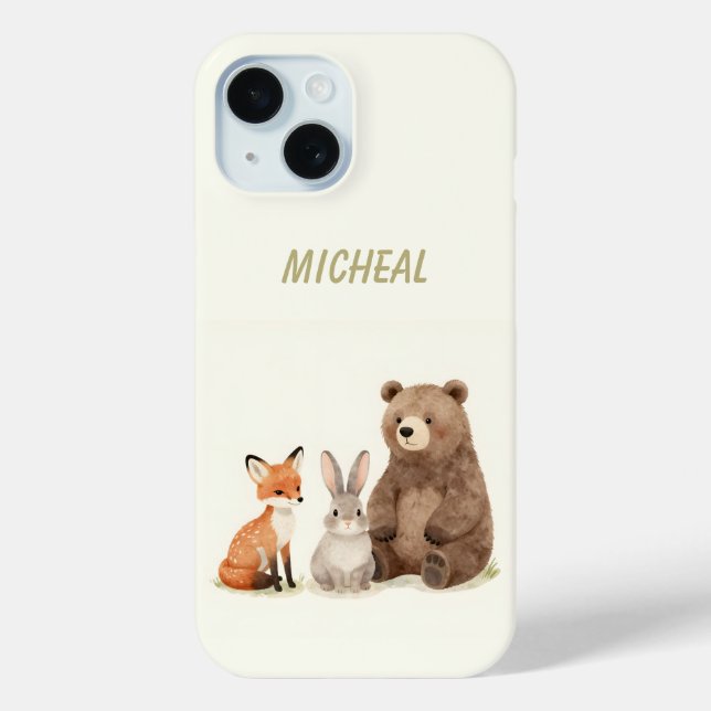 Monogram woodland forest animals  Case-Mate iPhone case (Back)