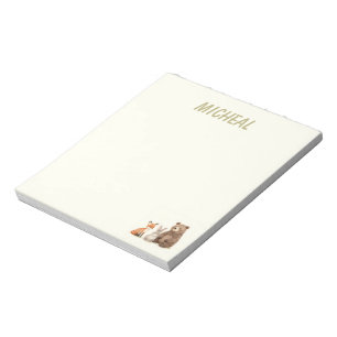 Monogram woodland forest animals notepad