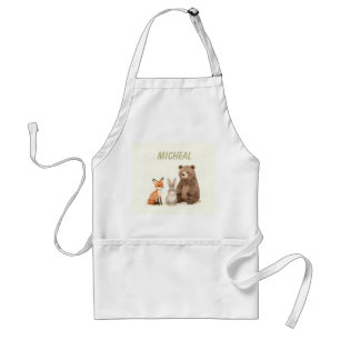Monogram woodland forest animals standard apron