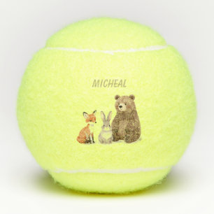 Monogram woodland forest animals tennis balls