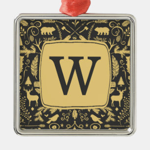 Monogram Woodland Holiday Ornament