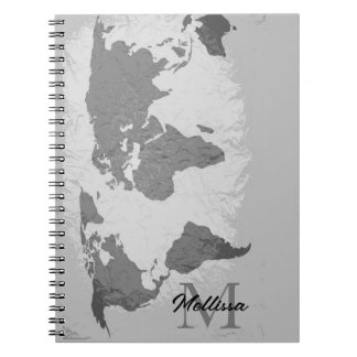 Monogram World Map Traveler Name Gift Favor Notebook