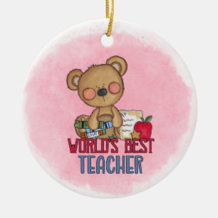Monogram World's Best Teacher Ceramic Ornament