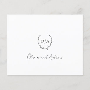 Monogram Wreath Budget Wedding Thank You Card