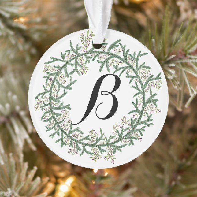 Monogram Wreath Christmas  Ornament (Tree)