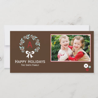 Monogram Wreath Christmas Photo Card