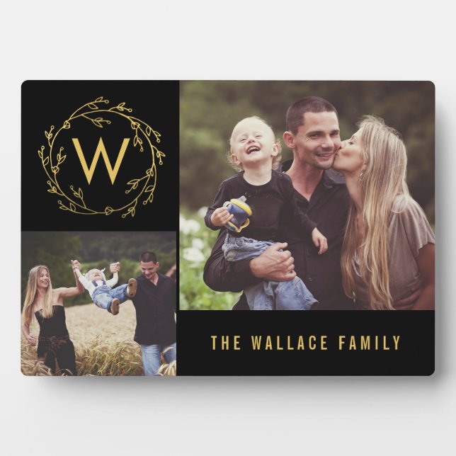 Monogram Wreath Editable Colour Custom Photo Frame (Front)