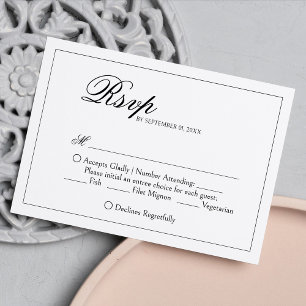 Monogram Wreath Elegant Wedding RSVP Card