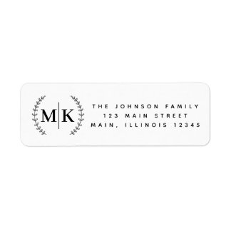 Monogram Wreath Family Initial Return Address Label