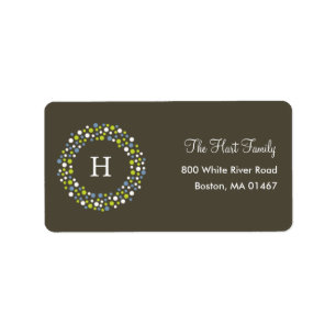 Monogram Wreath Holiday Address Label