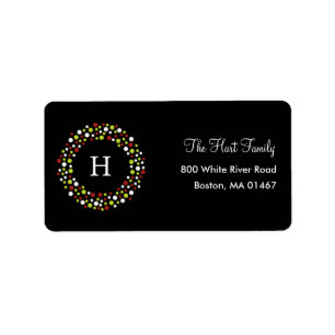 Monogram Wreath Holiday Address Label