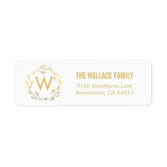 Monogram Wreath Holiday Return Address Labels