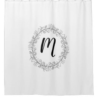 Monogram Wreath Personalise Shower Curtain