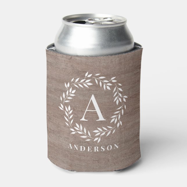 Monogram Wreath Personalised Can Cooler (Can Front)