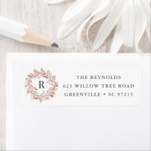 Monogram wreath return address label