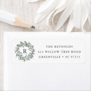Monogram wreath return address label