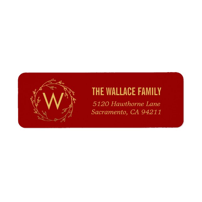 Monogram Wreath Return Address Labels (Front)