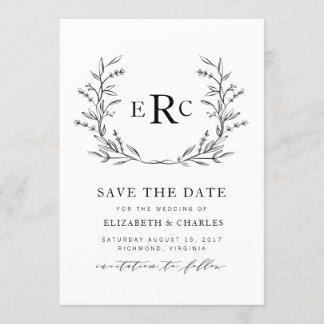 Monogram Wreath Save the Date