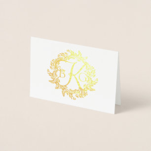 Monogram Wreath Thank You Foil Card