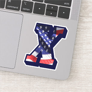 Monogram X American Flag Letter X Initial USA