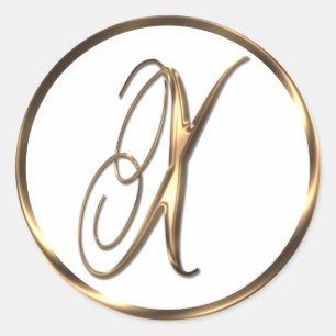 Monogram X Faux Bronze Classic Round Sticker