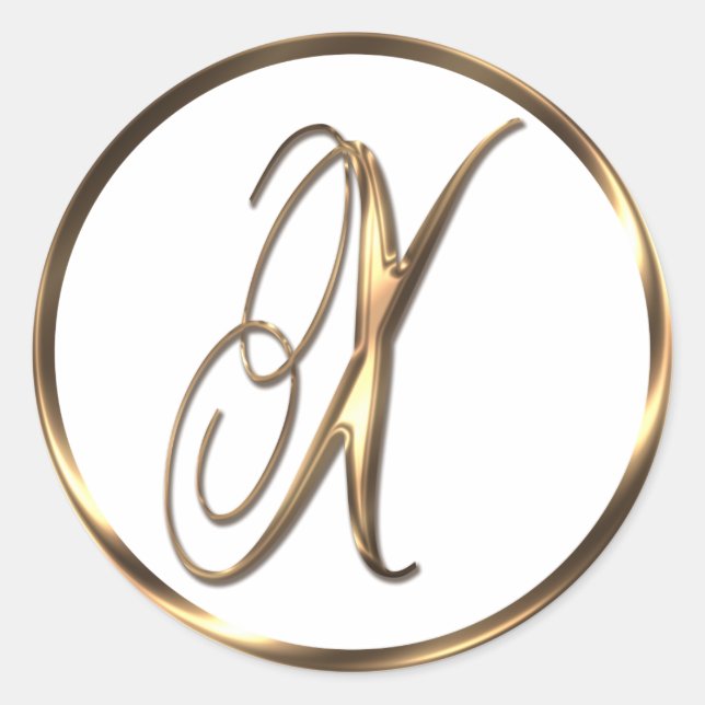 Monogram X Faux Bronze Classic Round Sticker (Front)