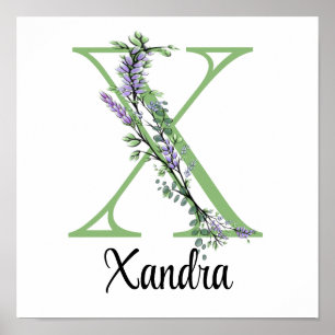 Monogram X Lavender Eucalyptus Poster nursery