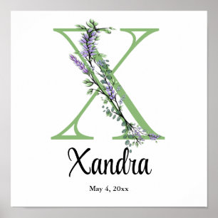 Monogram X Lavender Eucalyptus Poster nursery