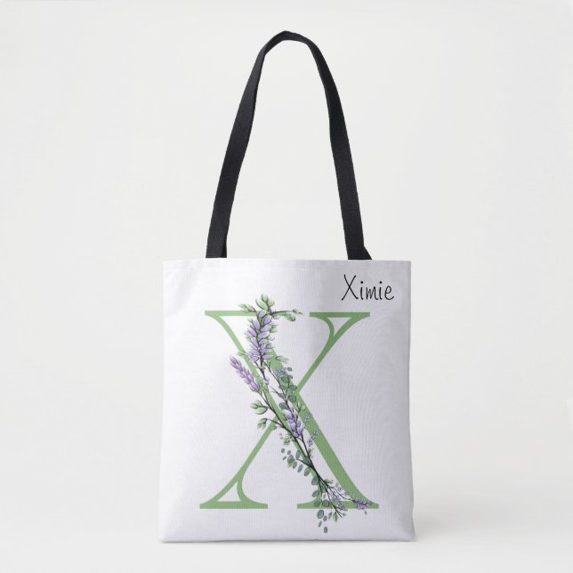 Monogram X Lavender Eucalyptus Tote Bag (Front)