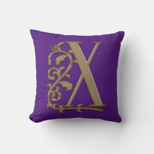 Monogram X Royal Purple Wedding Birthday Gift Idea Cushion