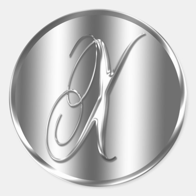 Monogram X Silver Colour Wedding Invitation Holida Classic Round Sticker (Front)