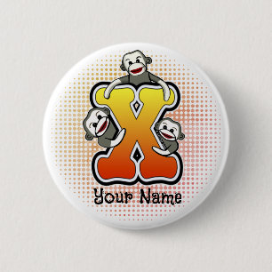 Monogram X Sock Monkey 6 Cm Round Badge