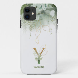 Monogram Y Elegant Greenery iPhone 11 Case