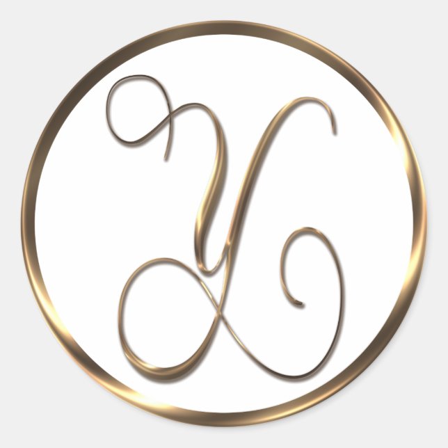 Monogram Y Faux Bronze Classic Round Sticker (Front)
