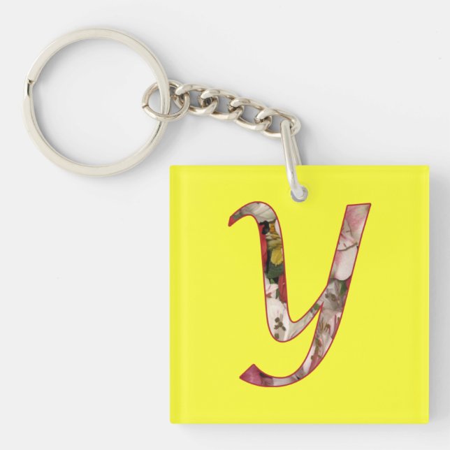 Monogram Y Floral Design Keychain (Front)